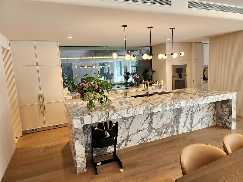 Marble Waterfall Island — renovation by TIJ Australia