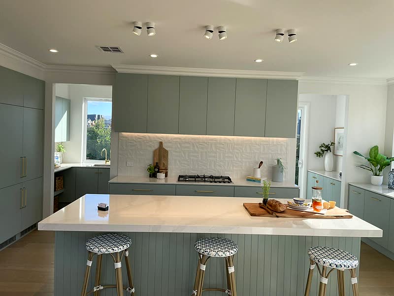Sage Fluted Island — renovation by TIJ Australia