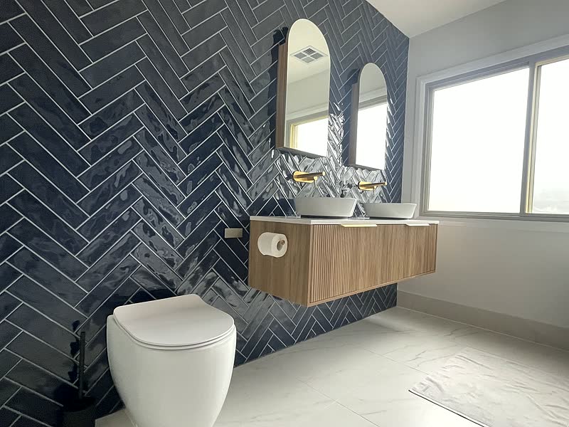 Double Vanity, Arch Mirrors — renovation by TIJ Australia