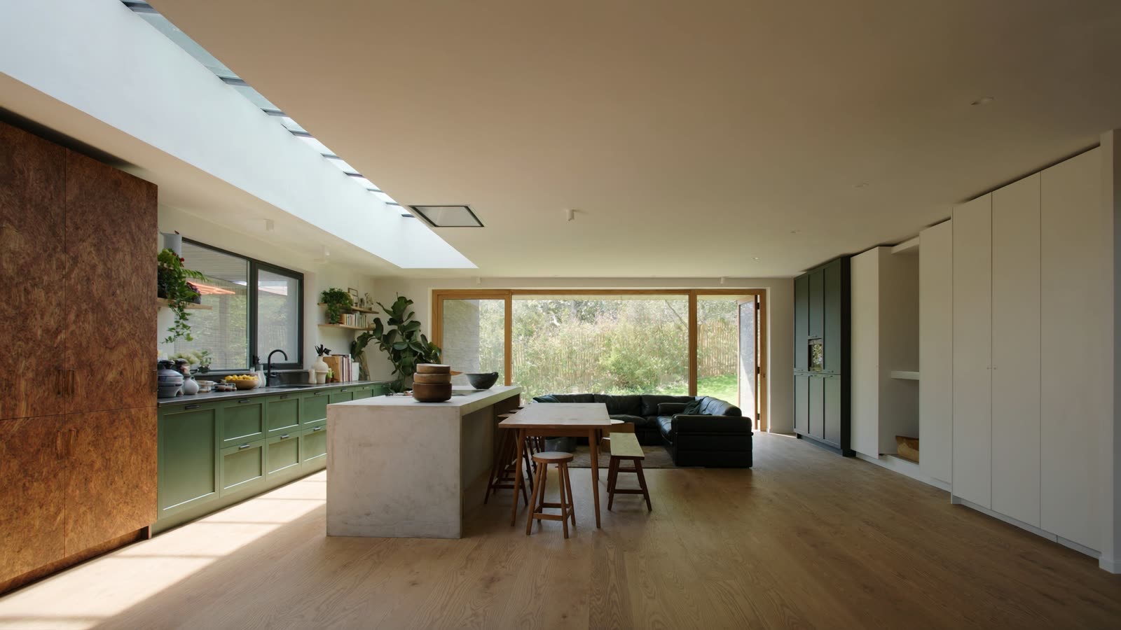 Open-plan kitchen and living home extension interior